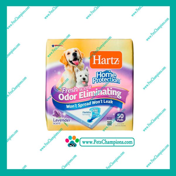 HARTZ TRAINING PADS-50 UNID. - CON CONTROL DE OLOR / FRAGANCIA A LAVANDA