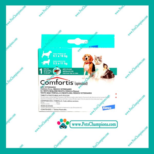 ELANCO - Comfortis Antipulgas Perros 9.1Kg-18Kg / Gatos 5.5Kg-11Kg