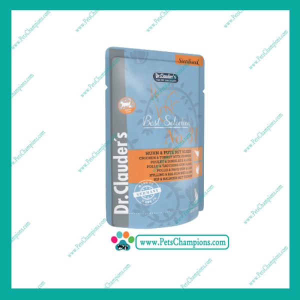 Dr. Clauder´s  Sachet Best Selection Sterilized No31 – Pollo y Pavo c/ Algas 85Gr
