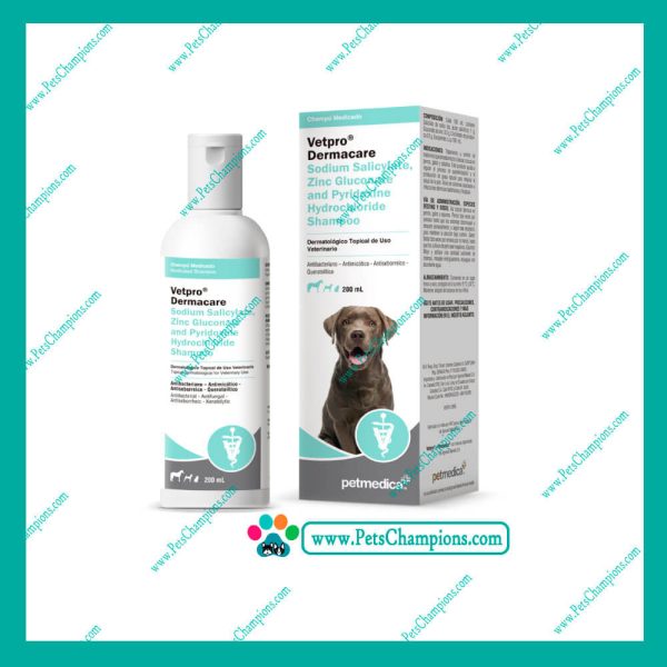 Agrovet Market Vetpro Dermacare Sodium Salicylate, Zinc Gluconate and Pyridoxine Hydrochloride Shampoo 400ml